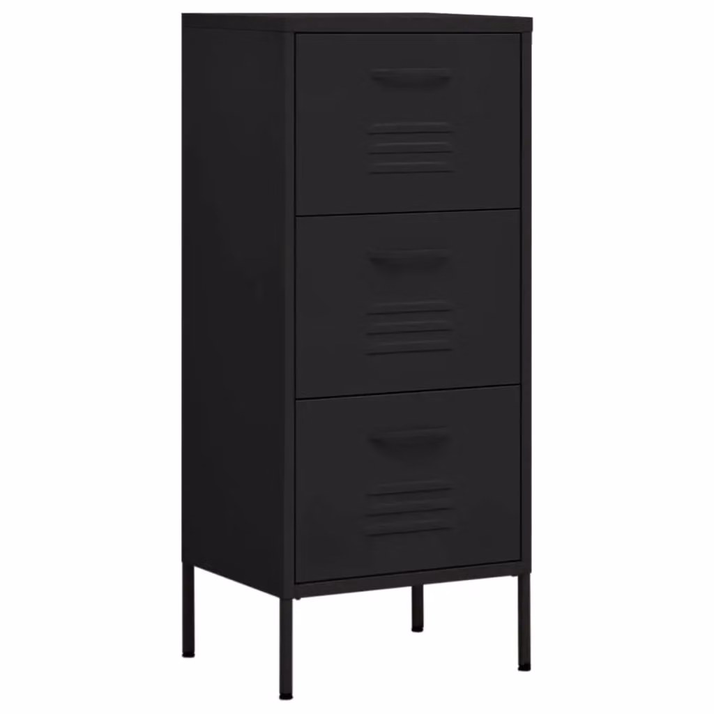 Berkfield Home Black Matt Steel Freestanding Industrial Storage Cabinet W: 42.5 cm, D: 35 cm, H: 101.5 cm – 2