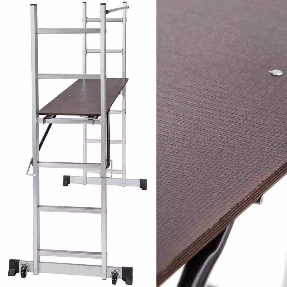 VOGREX Silver Aluminium 3-Way Multi-Purpose Combination Ladder Work Platform – 2