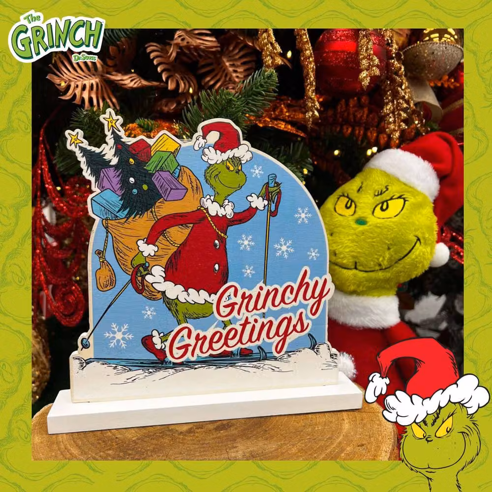 VFM e-Store Grinch 3D Christmas Tabletop Decoration, Green and Multicolour, W: 21.5 cm, H: 21.5 cm – 3