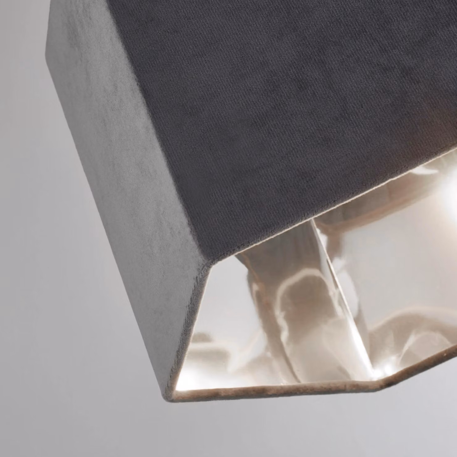 Lighting Collection Modern Grey Hexagon Fabric and Concrete Lamp Shade – 3