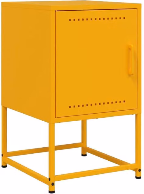 Berkfield Home Industrial Metal Bedside Cabinet in Matt Yellow, W/D/H: 36 x 39 x 60.5 cm – 1