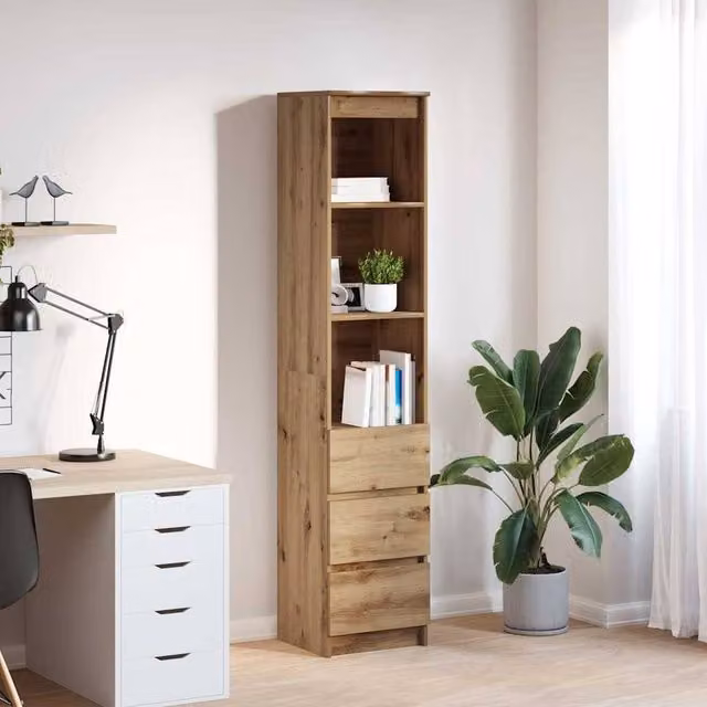 Berkfield Home Artisan Oak Highboard in Brown, W/D/H: 37.5 x 35 x 180 cm – 1
