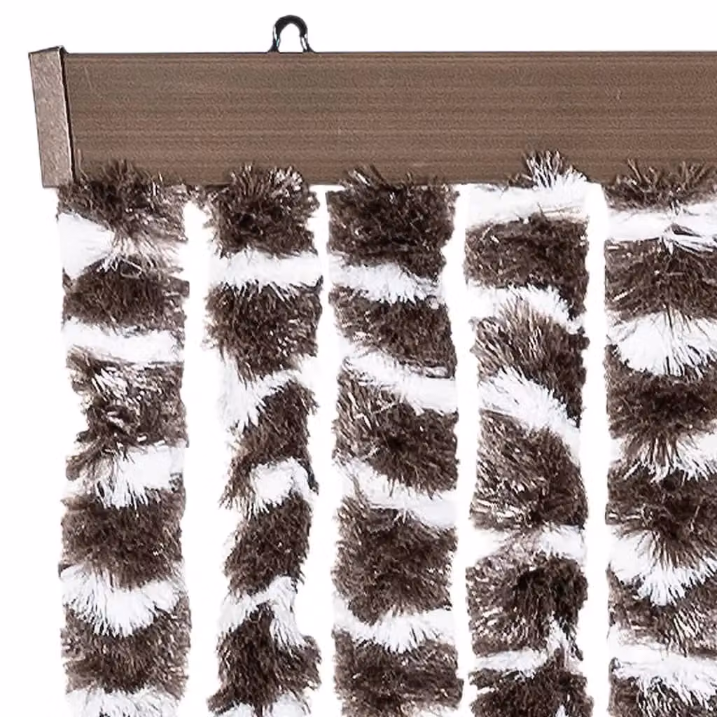 Berkfield Home Insect Curtain in Brown and White Chenille, W: 100 cm, H: 220 cm – 3