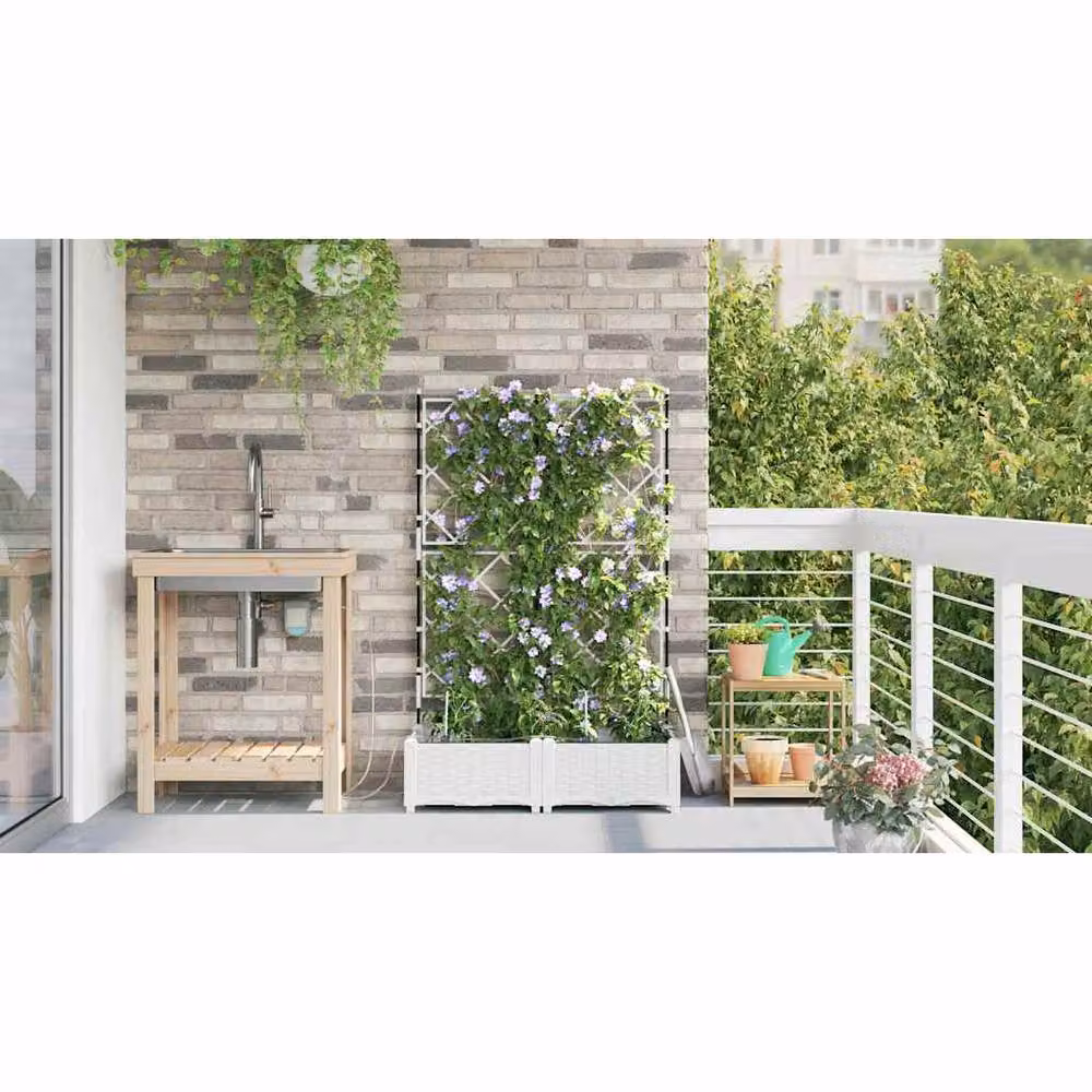 Berkfield Home Garden Planters with Water Irrigation System, 2 Pack, White – 3