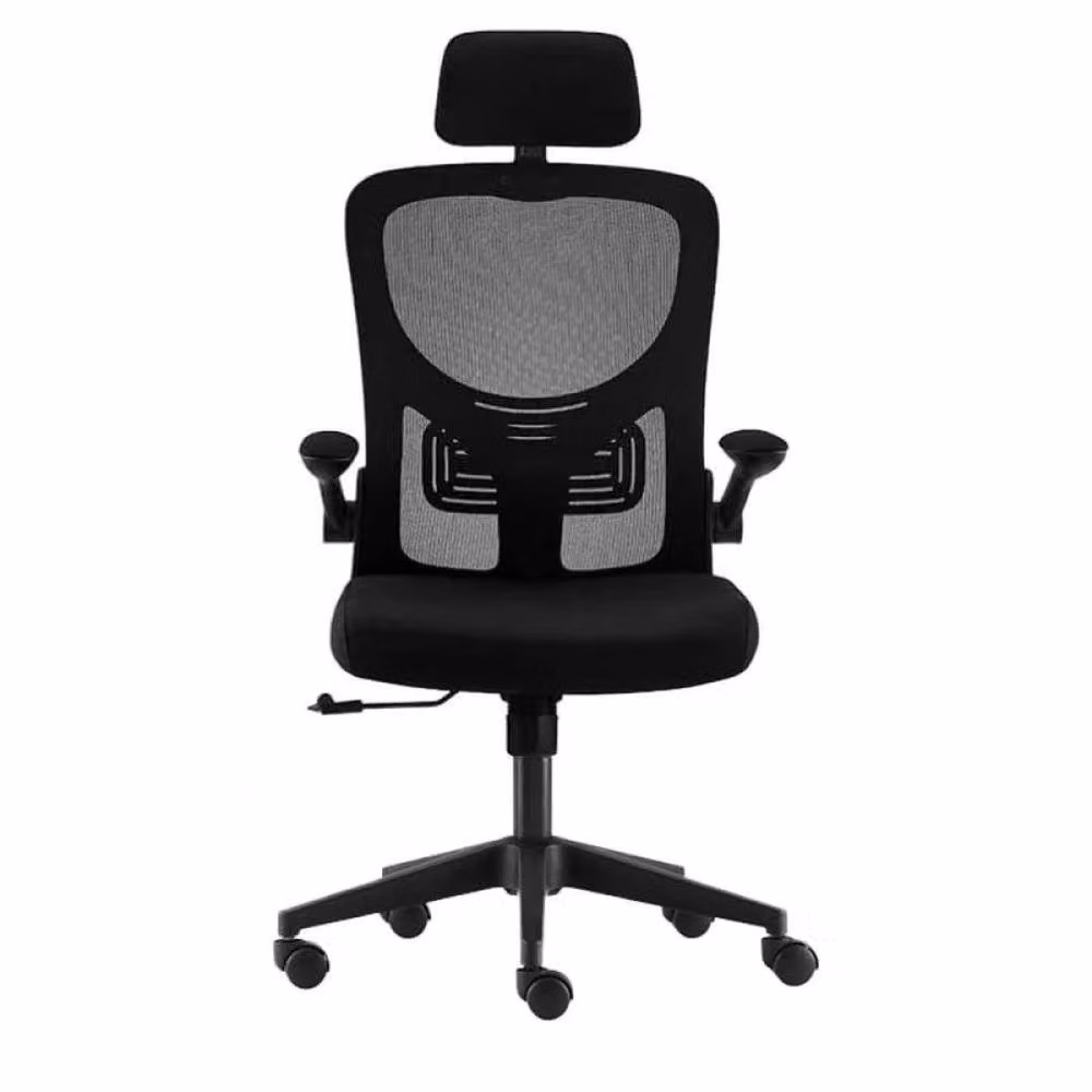 FLAVORA Black Fabric Mesh Task Chair with Adjustable Headrest and Armrests – 2