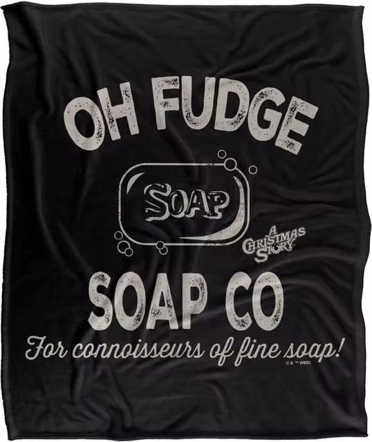 Warner Bros. A Christmas Story Oh Fudge Extra Large Fluffy Polyester Blanket in Multicolour and Black – 1