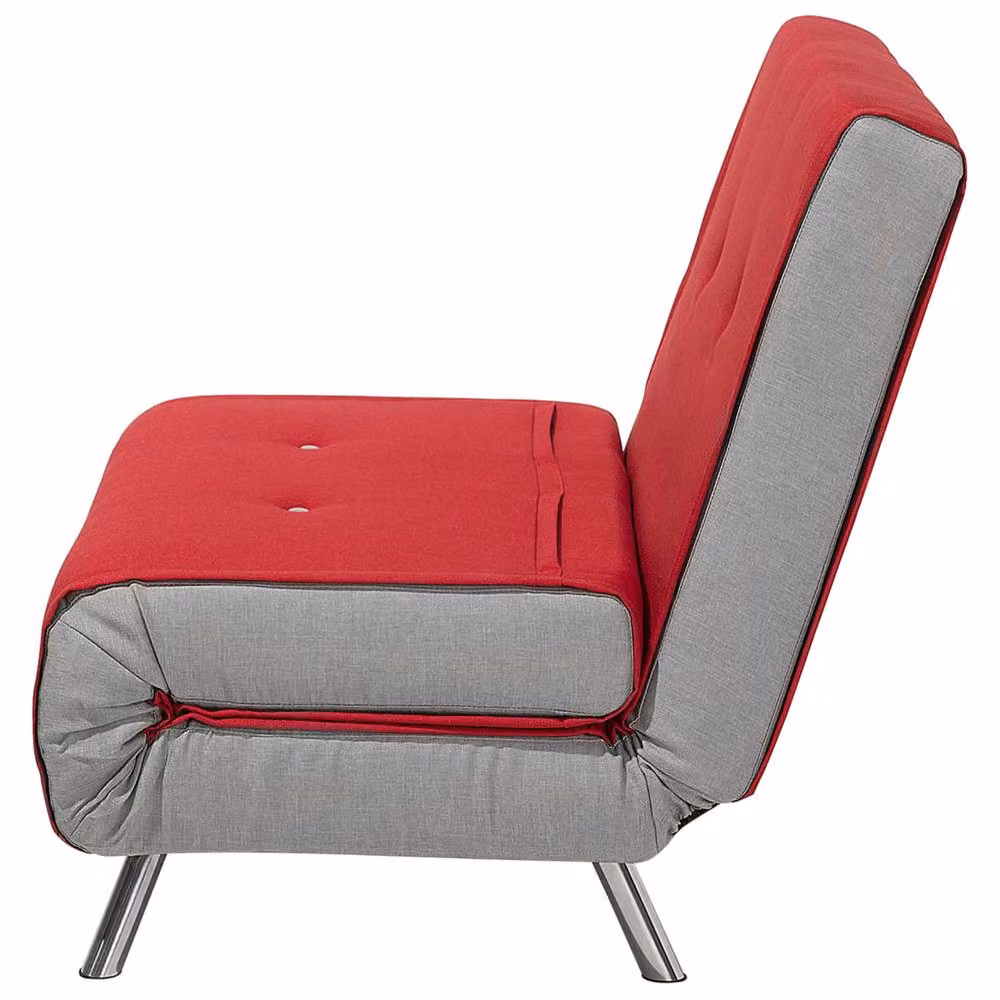 Wyld and Coco Red Fabric Single Sofa Bed with Metal Frame and Armrests – 5