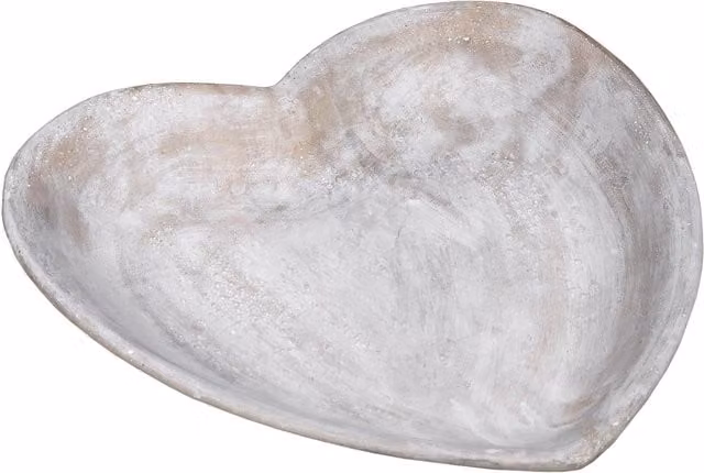 Love Lace Rustic Ceramic Stone Heart Bowl in White and Grey