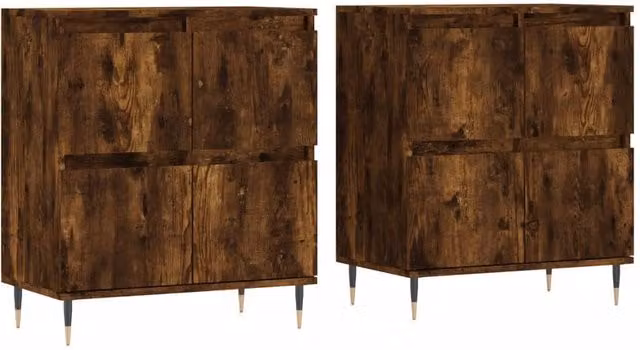 Berkfield Home Set of 2 Smoked Oak Sideboards in Brown Matt MDF