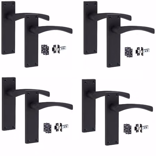 Golden Grace Astrid Victorian Scroll Latch Handles, Matt Black, 4 Sets