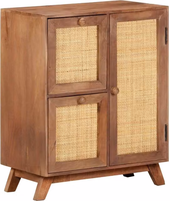 Berkfield Home Rustic Solid Mango Wood Sideboard in Brown, W/D/H: 60 x 35 x 75 cm
