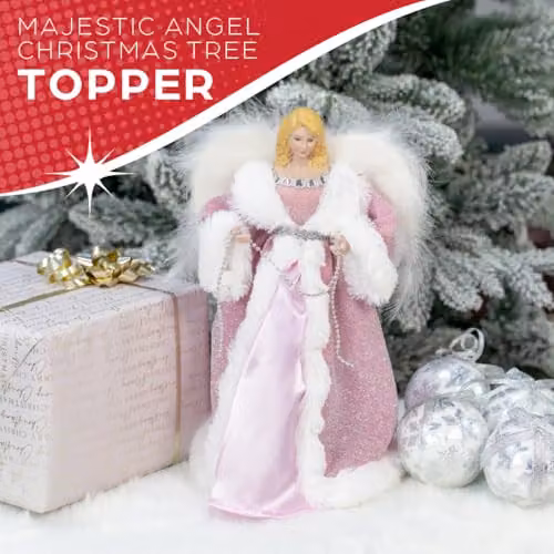 The Christmas Workshop 71109 Angel Tree Topper in Pink and White – 3