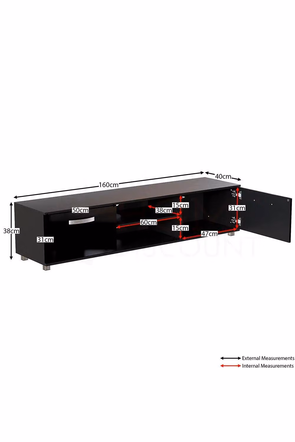Vida Designs Cosmo 2 Door TV Unit, Black – 2