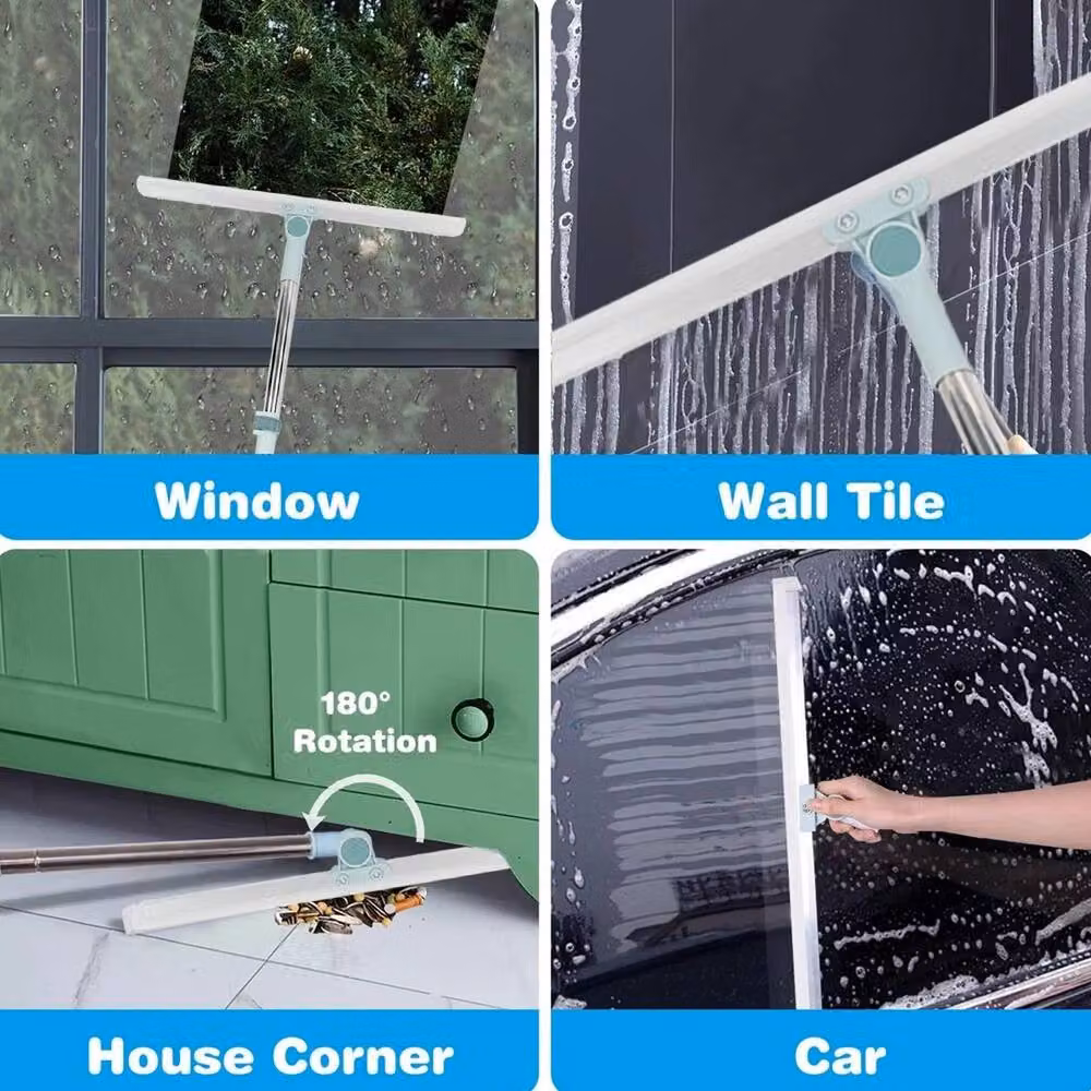 NESTLUNE Extendable Floor Squeegee with Telescopic Handle and Scraper, Silver, W: 15 cm, H: 100 cm – 2