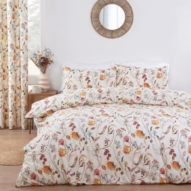 Terrys Grove Floral Cotton Duvet Cover Bedding Set, Multicolour