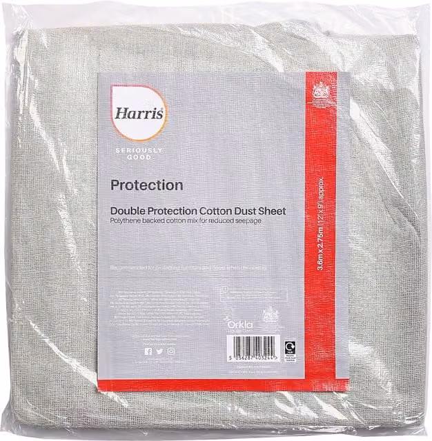 Harris Seriously Good Cotton Rich Dust Sheet, Grey, W: 275 cm x L: 275 cm