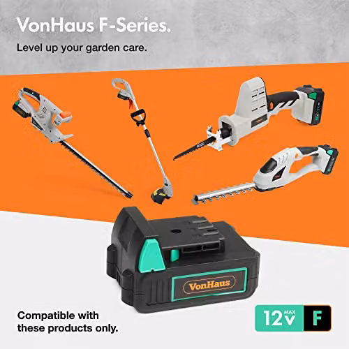 VonHaus 12V Cordless Reciprocating Hedge Trimmer in Grey with Rechargeable Battery – 5
