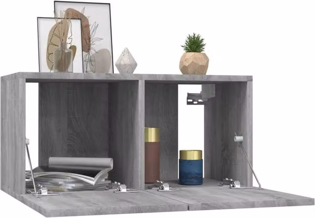 Berkfield Home Grey Sonoma Wall Mounted Hanging TV Cabinet, W/D/H: 60 x 30 x 30 cm