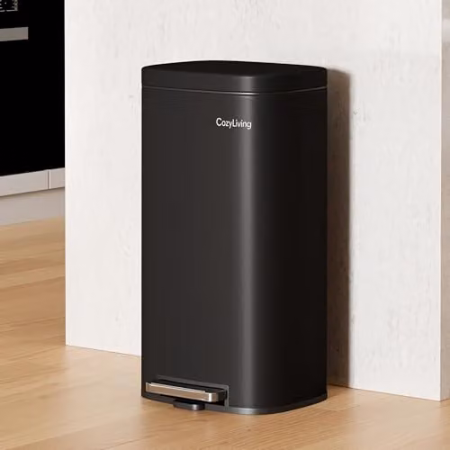 CozyLiving 50L Stainless Steel Pedal Kitchen Bin with Soft Close Lid and Removable Inner Bucket, Black – 3