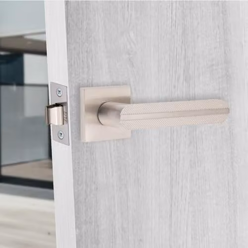 Golden Grace Lima Door Handles on Square Rose, 1 Pair, Brushed Silver – 2