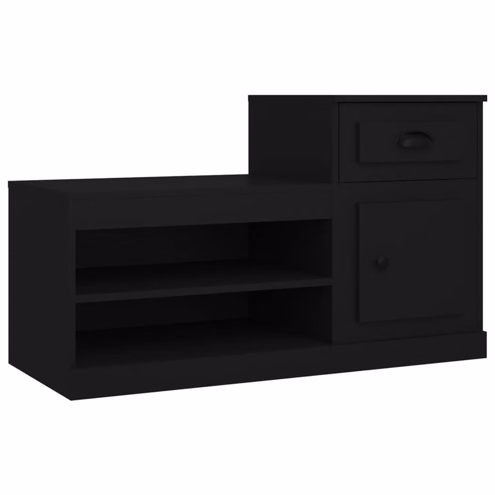 Berkfield Home Black Modern Shoe Cabinet with Integrated Seat, W: 100 cm, D: 42 cm, H: 60 cm – 2