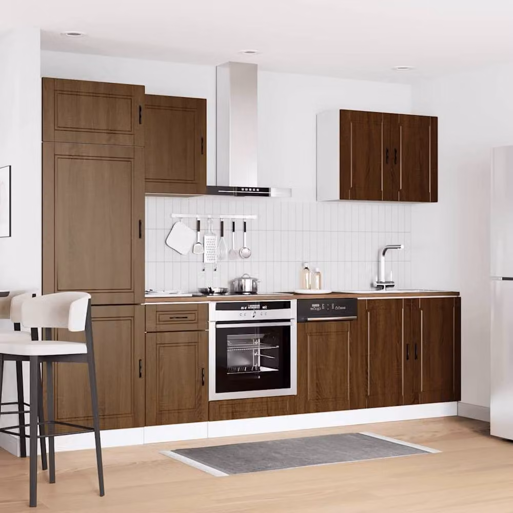 Berkfield Home Kalmar 7 Piece Kitchen Cabinet Set in Brown Oak Engineered Wood – 1