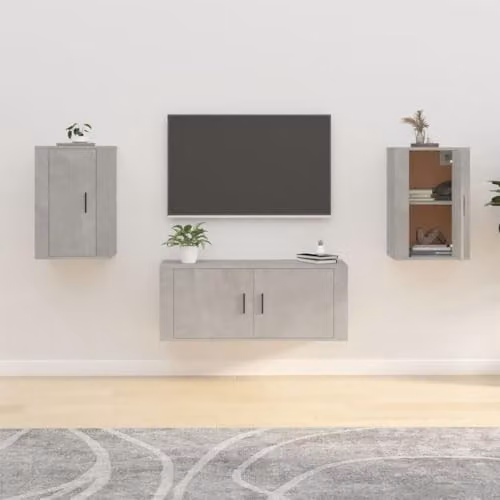 vidaXL 2 Piece Wall-mounted TV Cabinet Set in Grey, W/D/H: 60 x 40 x 34.5 cm – 2