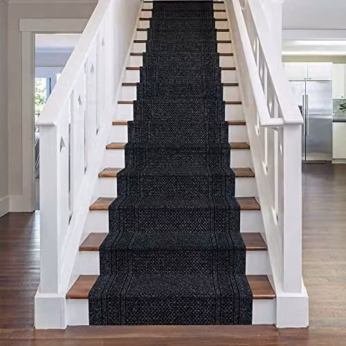 runrug Aztec Stair Runner Rug, Black, W: 66 cm, L: 510 cm – 1