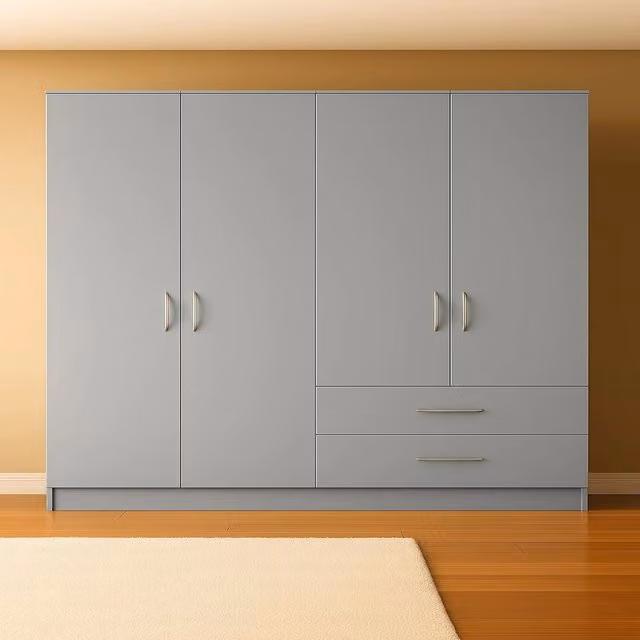 TJS Venice 4 Door Modern Grey Matt Bedroom Wardrobe