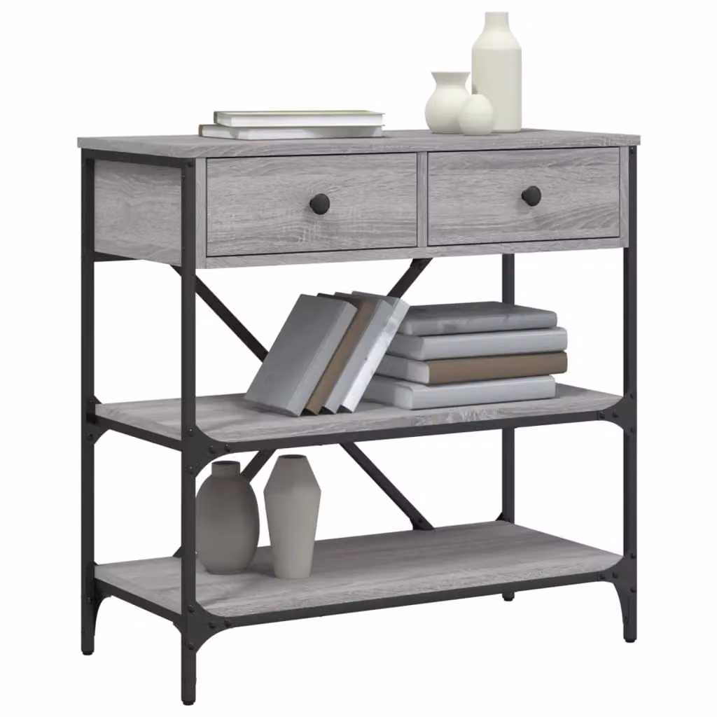 Berkfield Home Industrial Console Table in Grey Sonoma, W/D/H: 75 x 34.5 x 75 cm – 3