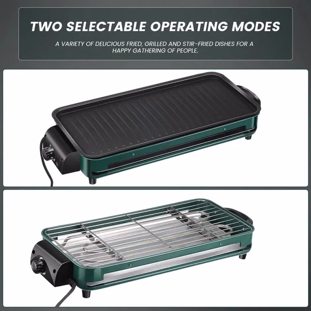 SPETLEK 1500W Smokeless Indoor Barbecue Griddle with Non-Stick Coating and Adjustable Thermostat, Green – 7