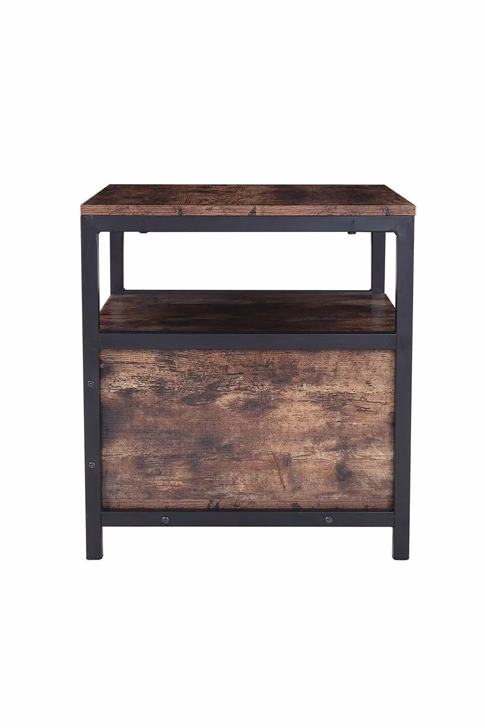 H&O Direct Industrial Wooden Side Table with 1 Drawer in Brown and Black – 3