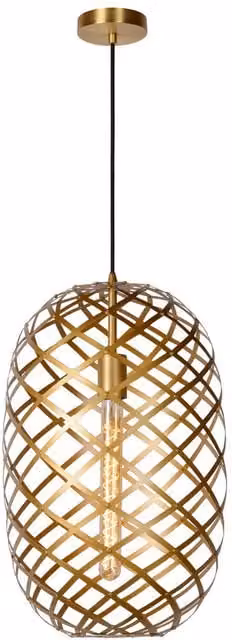 Lucide Wolfram Modern Sphere Pendant Light in Gold and Black, Diameter: 32 cm
