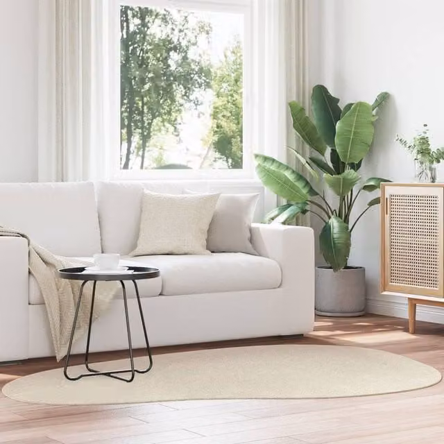 Berkfield Home Beige Polyester Non-slip Modern Area Rug, W: 140 cm x D: 200 cm – 1