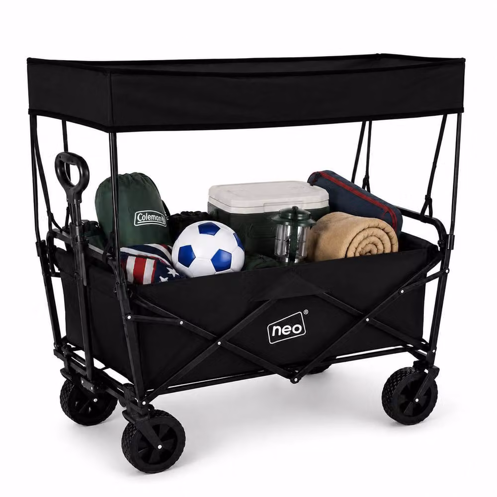 Neo Folding Garden Wagon with Canopy in Black, 140L Capacity – 9