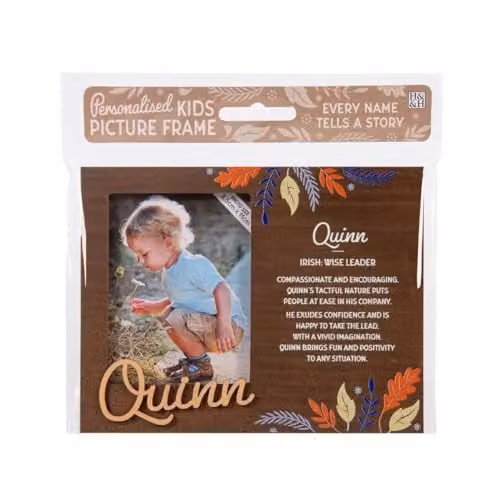 History & Heraldry Quinn Pre-personalised Child's Picture Frame, Brown, W: 11 cm, H: 8.5 cm