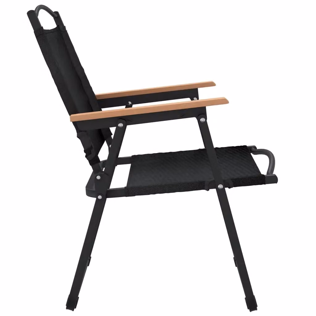 Berkfield Home Set of 2 Black Camping Chairs with Armrests in Oxford Polyester Fabric, W/D/H: 54 x 55 x 78 cm – 4