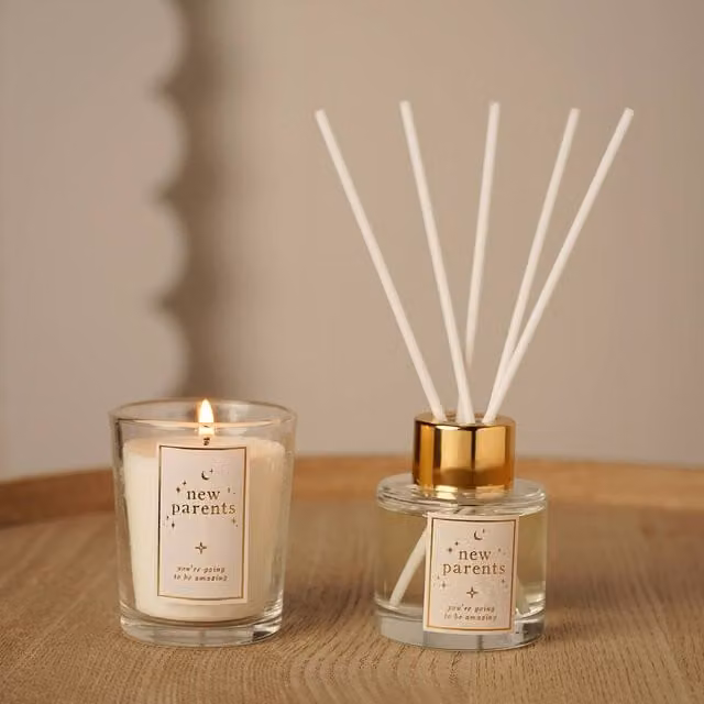Bambino by Juliana New Parents Diffuser and Votive Candle Set in White and Gold