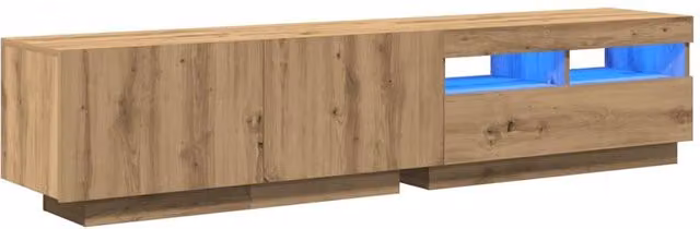 Berkfield Home Artisan Oak TV Cabinet with LED Lights in Brown, W/D/H: 180 x 35 x 40 cm