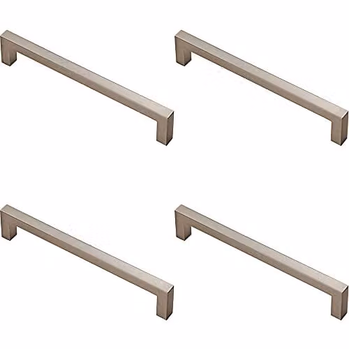 Loops 4 Pack Square Block Bar Pull Handle in Brushed Silver, 170 x 10 mm with 160 mm Fixing Centres