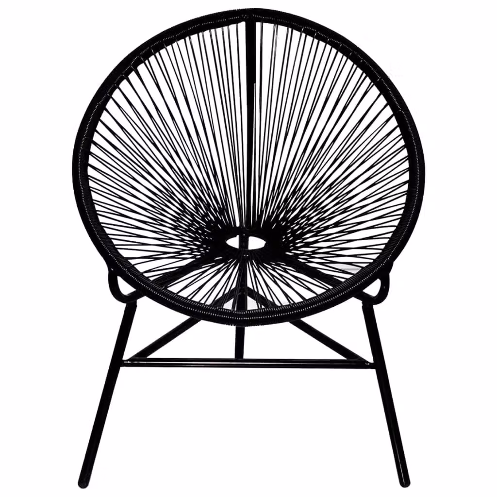 Berkfield Home Garden Moon Chair in Black Poly Rattan – 2