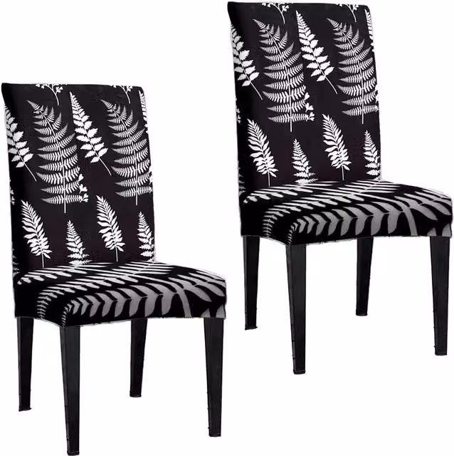 Roseley Black Stretch Elastic Dining Chair Covers, Pack of 2