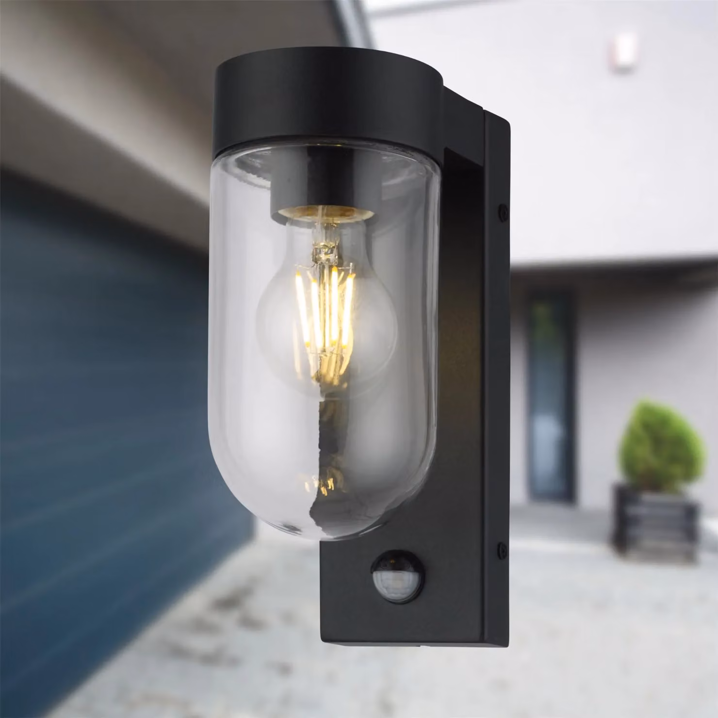First Choice Lighting Set of 2 Parnie Black Motion Sensor Outdoor Wall Lights – 3