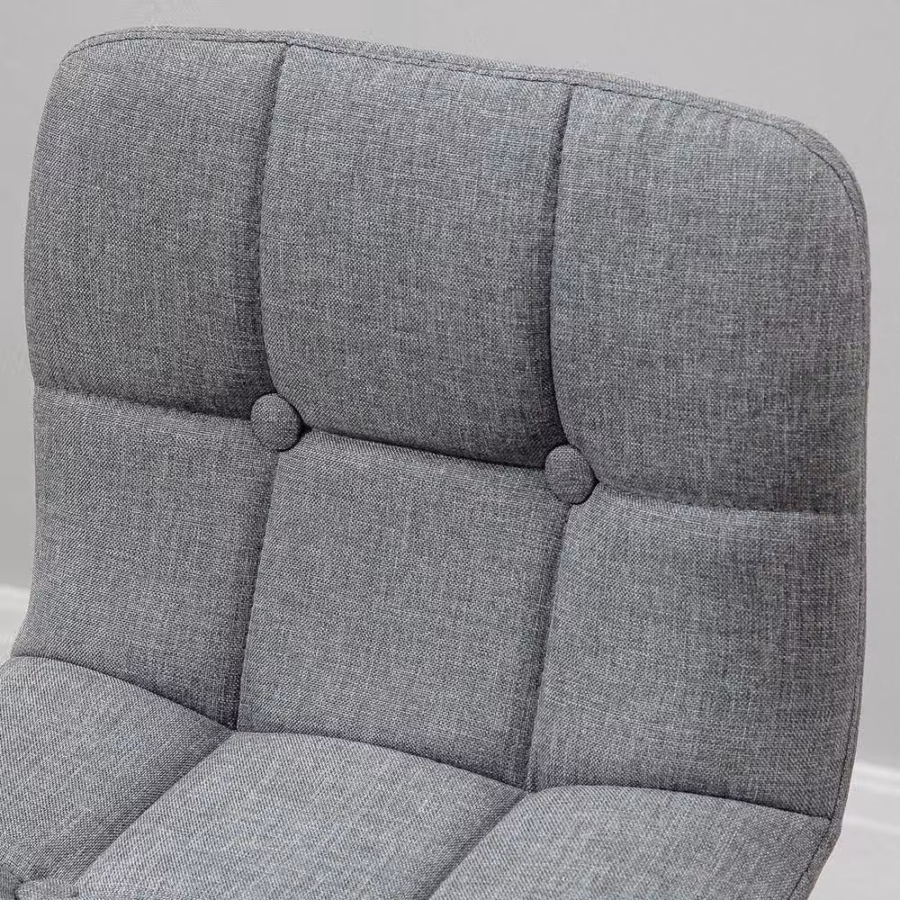 VOGREX Set of 2 Grey Button Tufted Armless Counter Bar Stools with Fabric and Wood Construction – 3