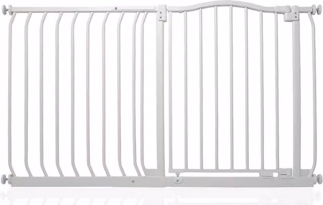 Safetots Extendable No-Drill Curved Top Safety Gate in White for Doors and Stairs