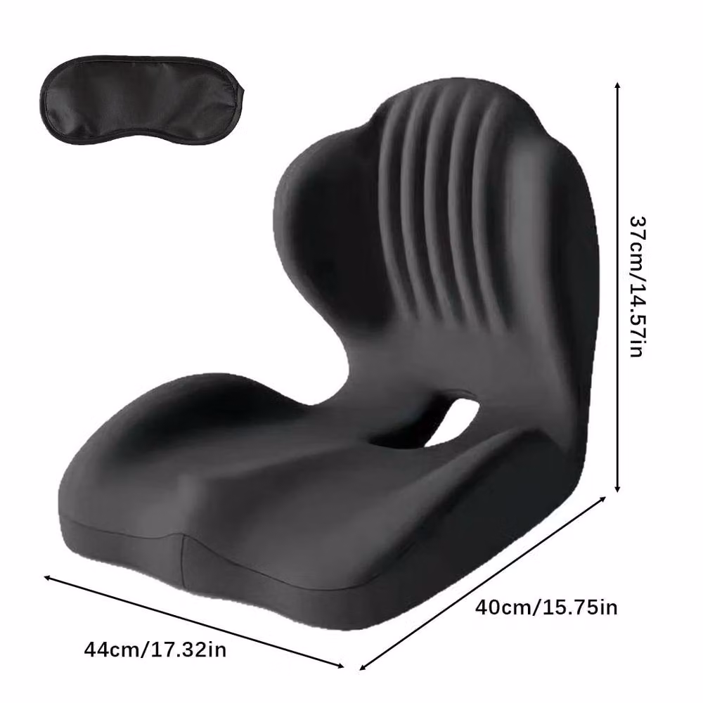 Ventryn 2-in-1 Ergonomic Memory Foam Back and Seat Cushion with Lumbar Support in Black – 2