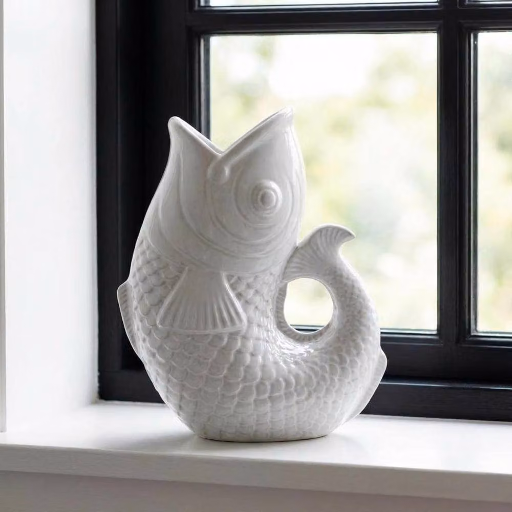 Garden Greatness Marina Large Fish Decorative Ceramic Vase in White and Multicolour, H 24.7 cm x W 21.2 cm x D 24.7 cm – 2