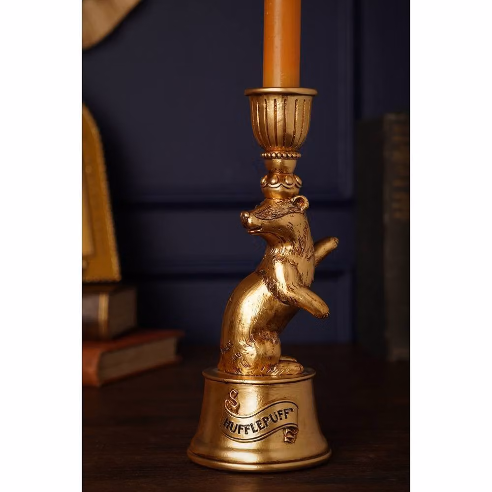 Warner Bros Harry Potter Alumni Hufflepuff Badger 3D Taper Candle Holder in Antique Gold Metal – 2