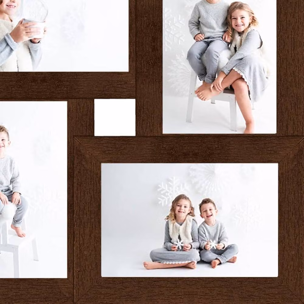 Berkfield Home Modern Collage Photo Frame, Dark Brown, Holds 4 Pictures, W/H: 13 x 18 cm – 4