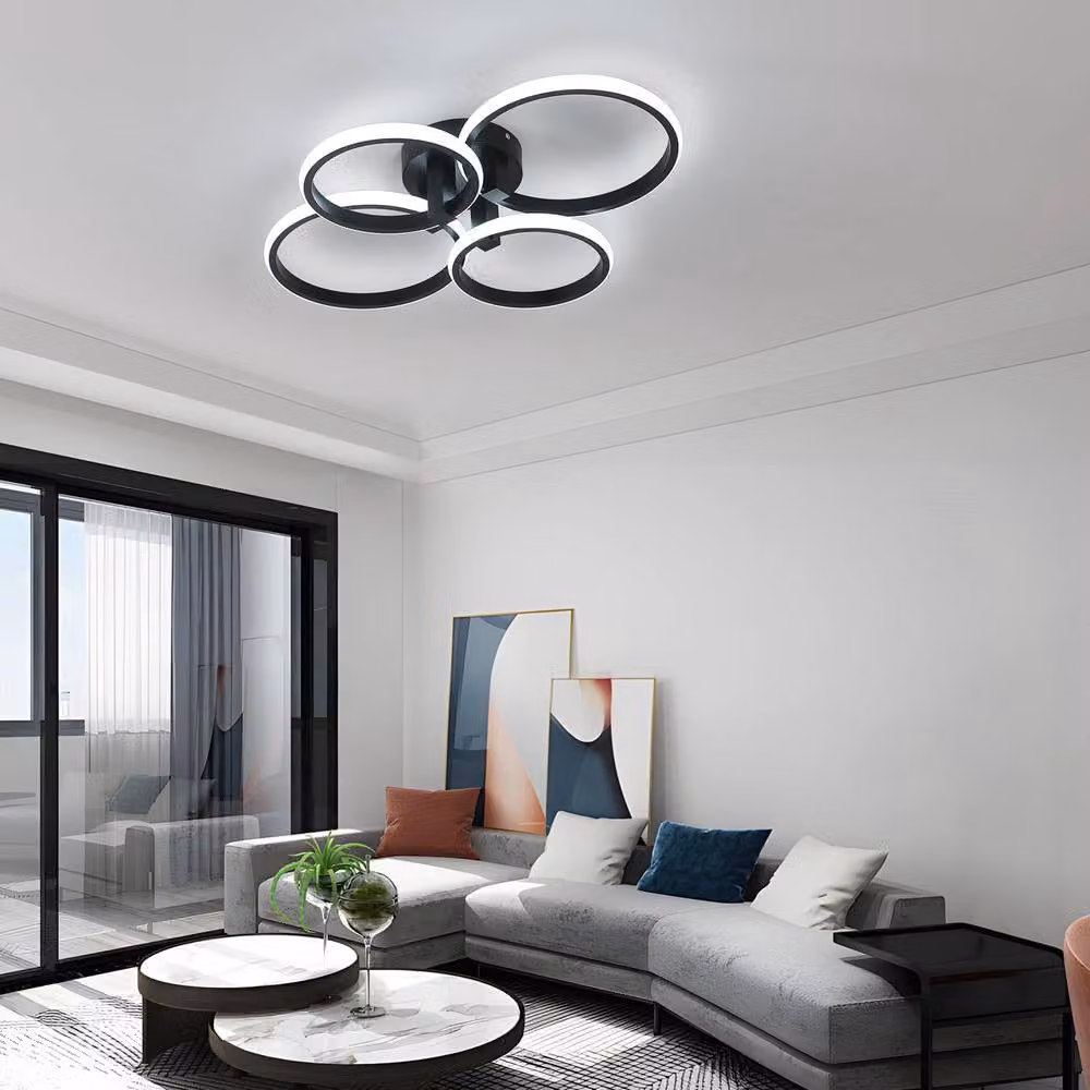 Goeco Round Dimmable LED Ceiling Light with Remote Control, Black – 2